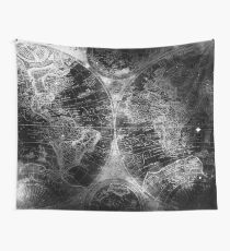 Antique Map Space Stars Black and White Wall Tapestry