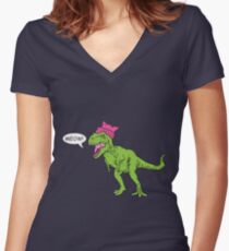Pussy Hat Rex Women's Fitted V-Neck T-Shirt
