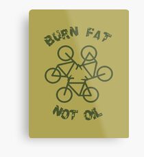 Burn Fat Not Oil Recycle Code Parody Green Graphic Metal Print