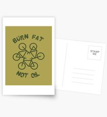 Burn Fat Not Oil Recycle Code Parody Green Graphic Postcards