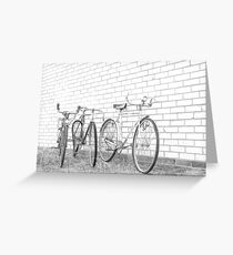 Three Vintage Bicycles. Greeting Card