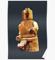 Golden Lego Minifigure Polygon Art Poster