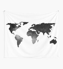 Weltkarte Space Stars Schwarz und Weiß Wandbehang