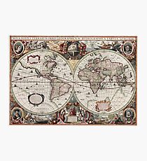 Vintage Maps Of The World. Geographic and Hydrographic Map of the Whole World Photographic Print