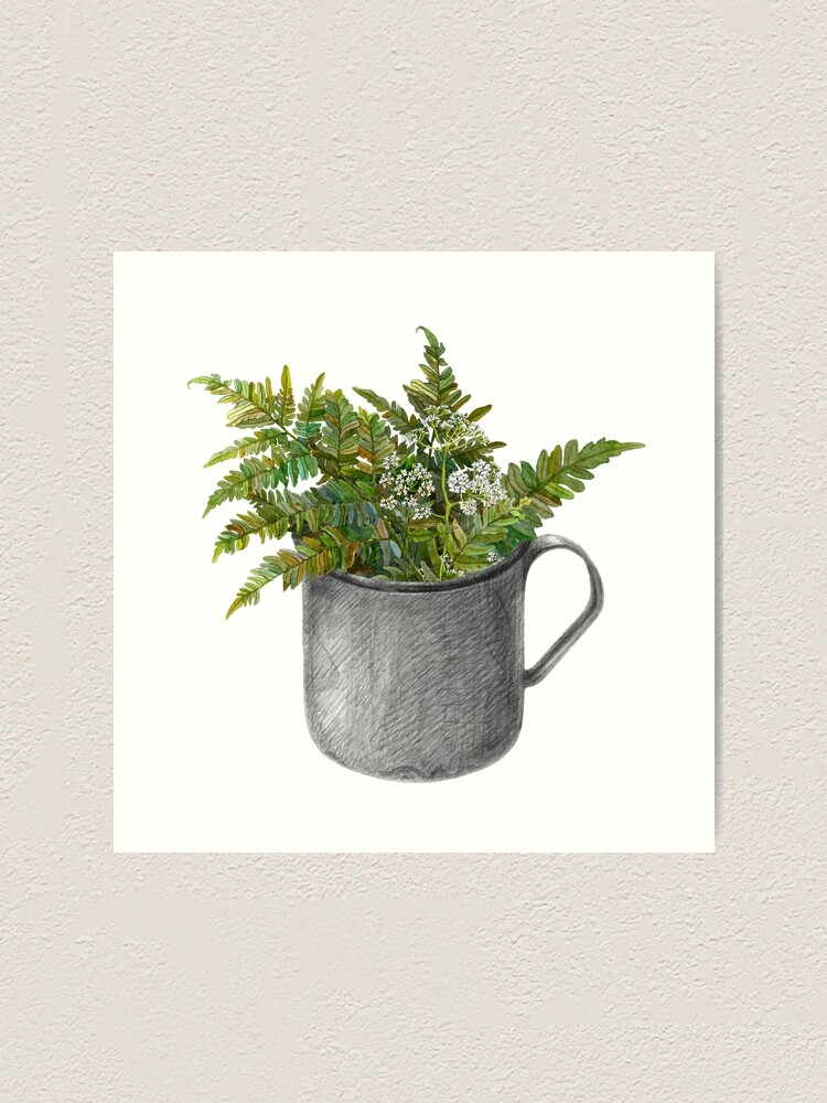 Alternate view of Mug with fern leaves Art Print