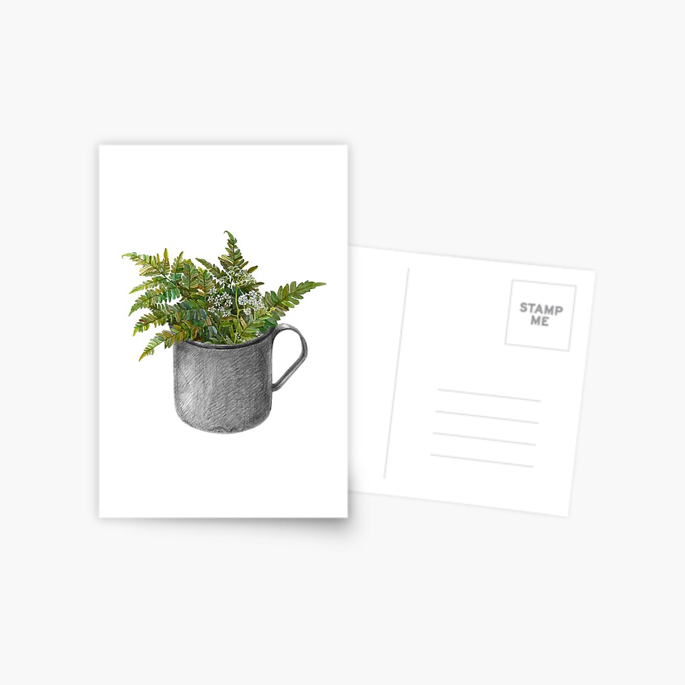Mug with fern leaves Postcard