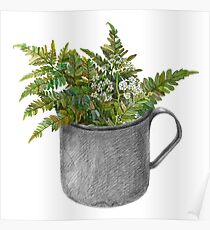 Mug with fern leaves Poster