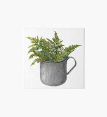 Mug with fern leaves Art Board Print
