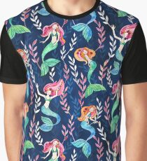 Merry Mermaids in Watercolor Graphic T-Shirt