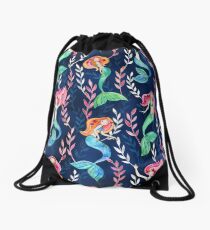 Merry Mermaids in Watercolor Drawstring Bag