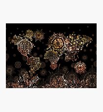 Weltkarte Mandala Gold Fotodruck