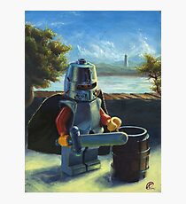 Lego knight with barrel painting Photographic Print