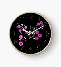 Pink Floral Explosion Clock