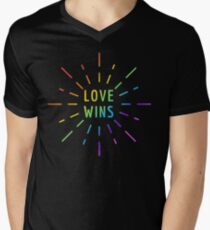 LOVE WINS GAY PRIDE Men's V-Neck T-Shirt