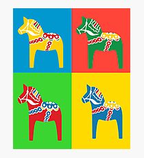 Dala Horses Dalarna Squares Sweden Horse Dalecarlian Schwedisch Bunt Fotodruck