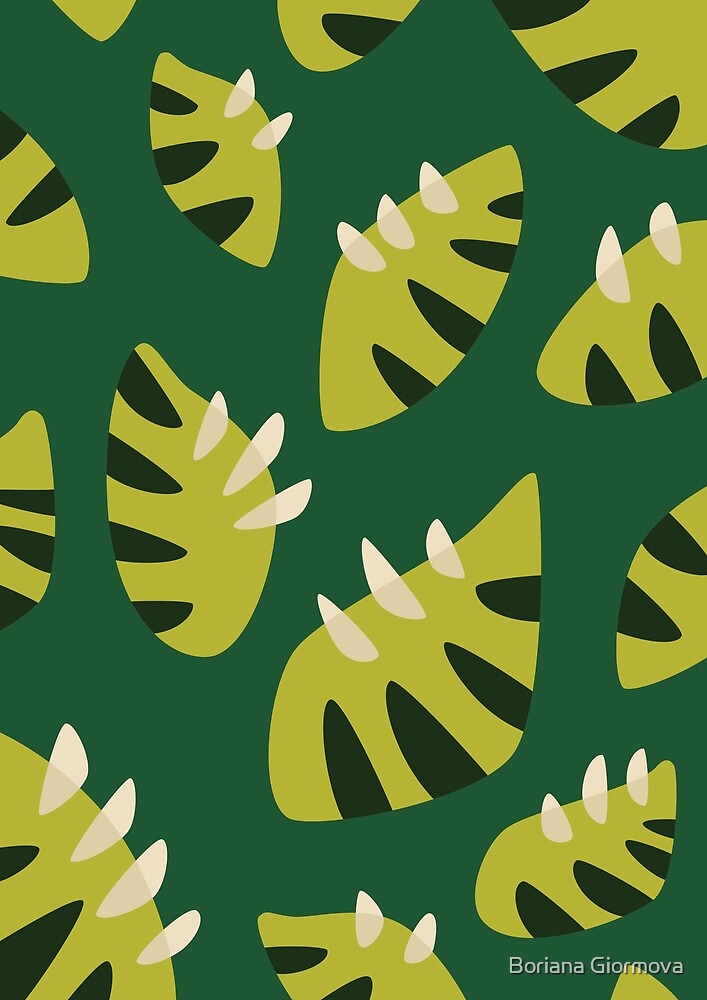 Clawed Abstract Green Leaf Pattern by Boriana Giormova