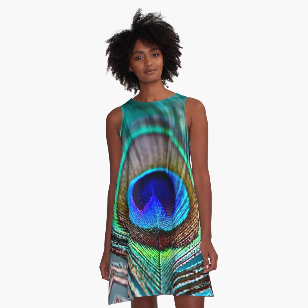 Peacock Feather A-Line Dress