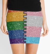 Rainbow Transgender Glitter Flag Mini Skirt