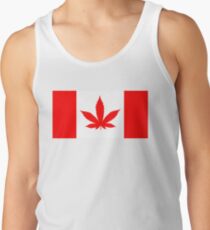 Red Canadian flag with marijuana leaf Tank Top