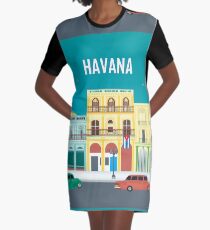 Havana, Cuba - Skyline Illustration by Loose Petals Graphic T-Shirt Dress