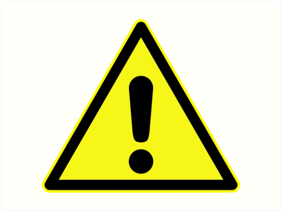  Warning sign Exclamation mark in yellow triangle Art 