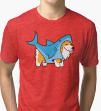 Corgi In a Shark Suit Tri-blend T-Shirt