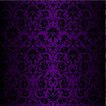 Artwork thumbnail, Purple and Black Damask Pattern Design by DonnaSiggy