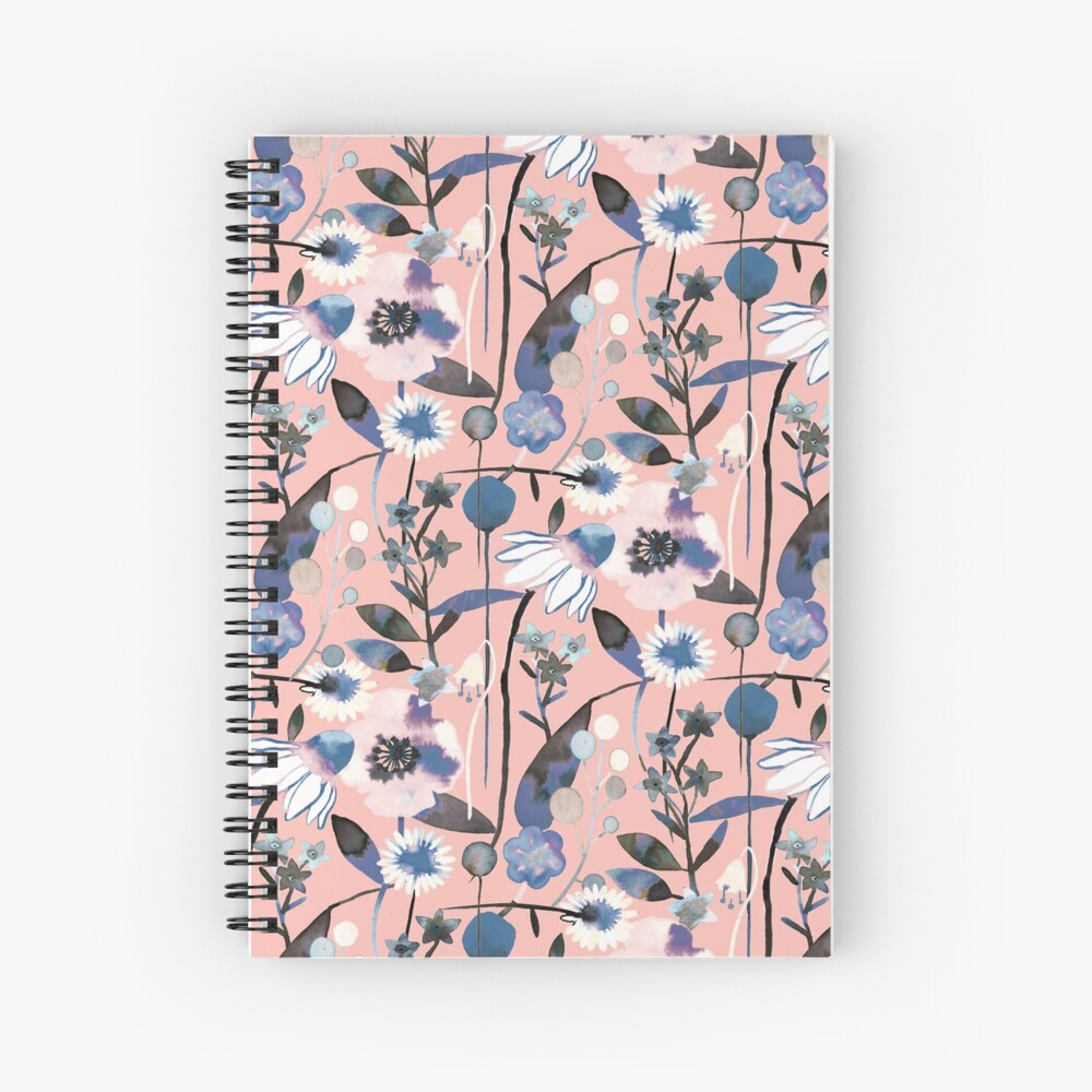 "Pink pastel flowers pattern" Spiral Notebook by ninoladesign Redbubble