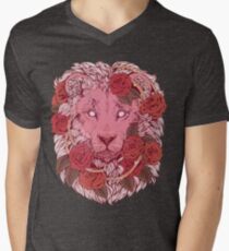 Camiseta para hombre de cuello en v León de rosas