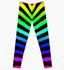 Neon Rainbow Zebra Animal Print Leggings
