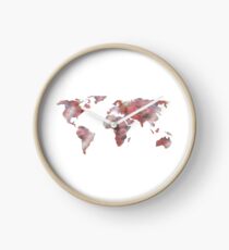 World Map in City Mod Red Slate Clock