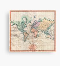 Vintage World Map 1801 Metal Print