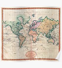 Vintage World Map 1801 Poster