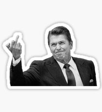 Ronald Reagan Flipping The Bird Sticker