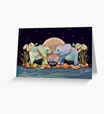 Lotus Flower Elephants of the Rainbow Greeting Card