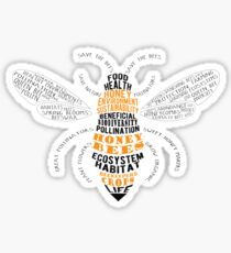 Honey Bee Word Cloud with Wings Sticker