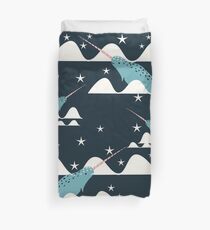swimming narwhal Duvet Cover
