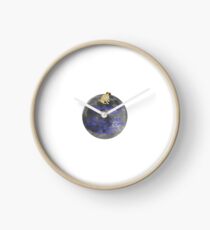 No Dogs on the Moon (Blue, White Background) Clock