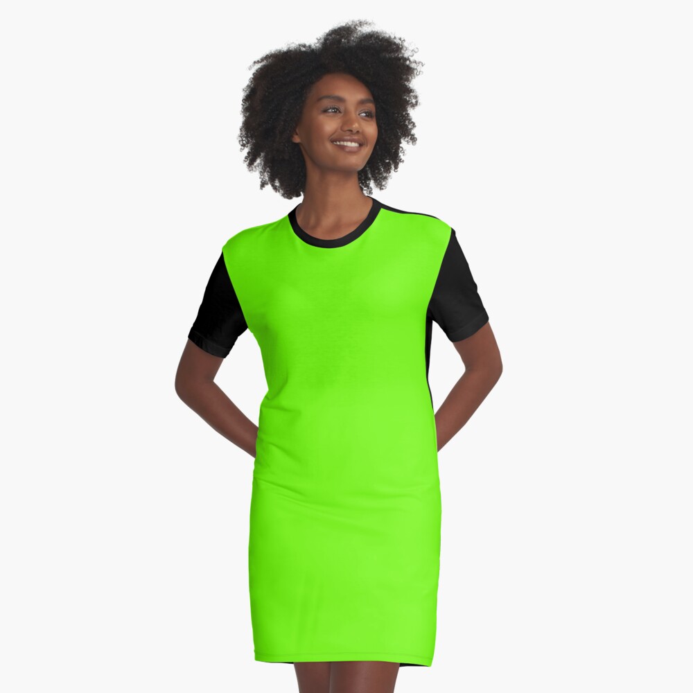 Super Bright Fluorescent Green Neon Graphic T-Shirt Dress