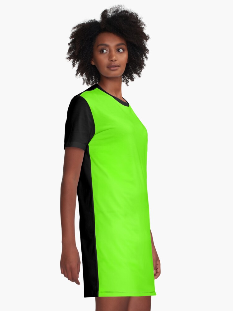 Alternate view of Super Bright Fluorescent Green Neon Graphic T-Shirt Dress