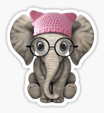 Cute Baby Elephant Wearing Pussy Hat Sticker