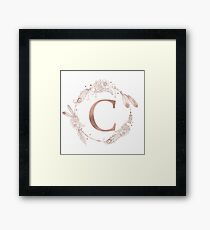 Lámina enmarcada Letra C Rose Gold Pink Initial Monogram