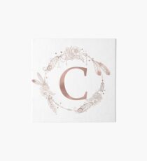 Letter C Rose Gold Pink Initial Monogram Art Board