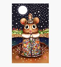 Kleine helle Augen die leuchtende Weihnachtsmaus Fotodruck