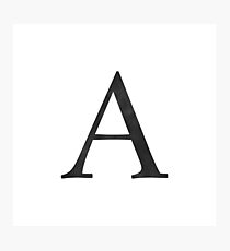 Letter A Initial Monogram Black and White Photographic Print