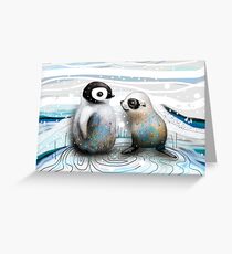 Penguin Chick and Baby Seal Greeting Card