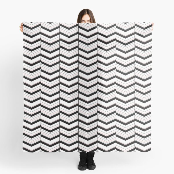 Black White and Blush Chevron Scarf
