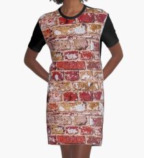 Wall Of Old Red Brick Graphic T-Shirt Dress