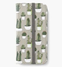 Watercolour Cacti & Succulents - Beige iPhone Wallet/Case/Skin