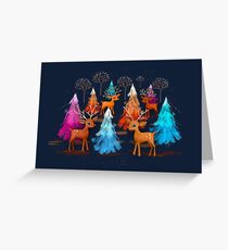 Happy Christmas Trees Greeting Card